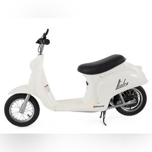 Razor Pocket Mod Miniature Euro 24V Electric Kids Ride On Retro Scooter, White
